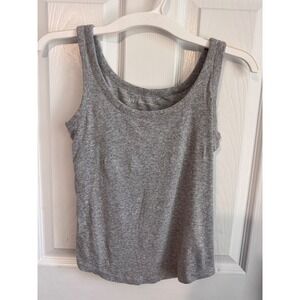 JNY Jones New York Gray Shelf Bra Tank Top Women's Small S Stretch Knit